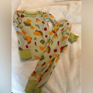 The Honest Company Kids Pajama Set - Green with Fun Taco  Print